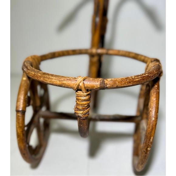 Vintage 70’s Bohemian Rattan Bamboo Bicycle Planter - Picture 12 of 12